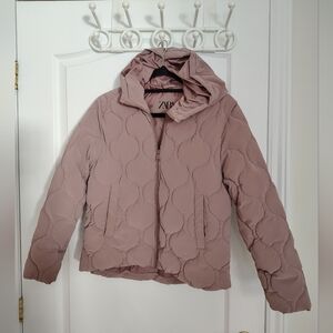 Zara Girl's  Quilted Dusty Rose Winter Jacket